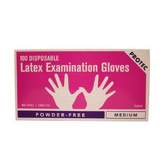 Protec Disposable Latex Examination Gloves Medium 100 Pack