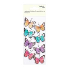 Uniti Handmade Sticker Tropical Butterfly Citrus Orchid 5 Piece