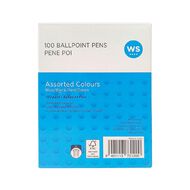 WS Office Ball Pen 100 Pack Assorted