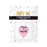 Party Inc Printed Balloons Make A Wish 25cm 12 Pack
