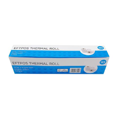 WS Eftpos Roll 57 x 47mm Thermal 5 Pack FSC Paper 65gsm