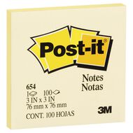 Post-It Notes 654 76 x 76mm 100 sheet Yellow Mid
