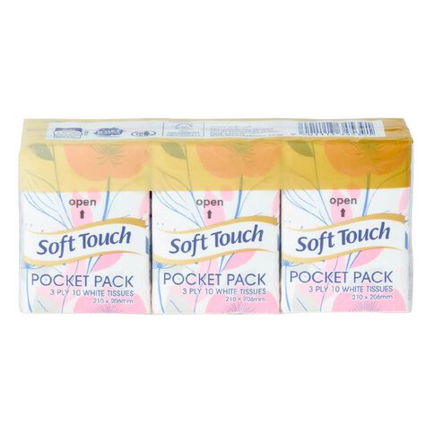 Soft Touch Travel Facial Tissue 3ply 6 Pack