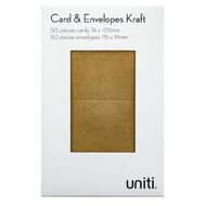Uniti Mini Cards & Envelopes Mini Kraft 50 Pack Brown Mid