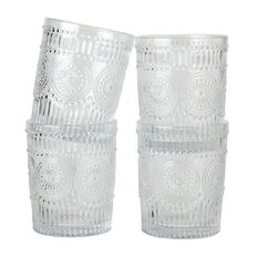 Living & Co Boho Moroccan Double Old Fashion Glass 4 Pack