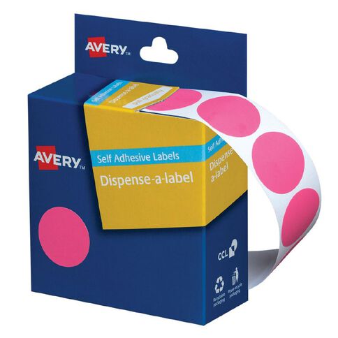 Avery Pink Dispenser Dot Stickers 24mm diameter 500 Labels