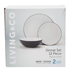 Living & Co Monochrome Dinner Set 12 Piece