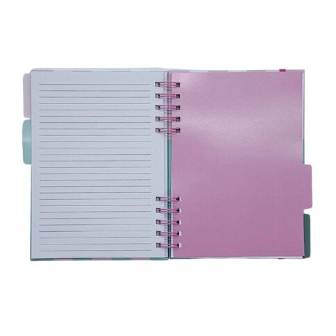 Uniti Clubhouse Hardcover Notebook With Tabs Striped Pink Light