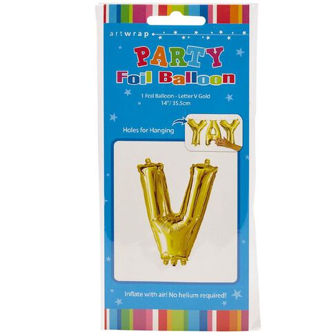Artwrap Foil Balloon V Gold 35cm