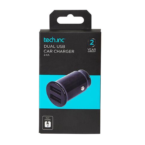 Tech.Inc Dual USB Car Charger 2.4A Black