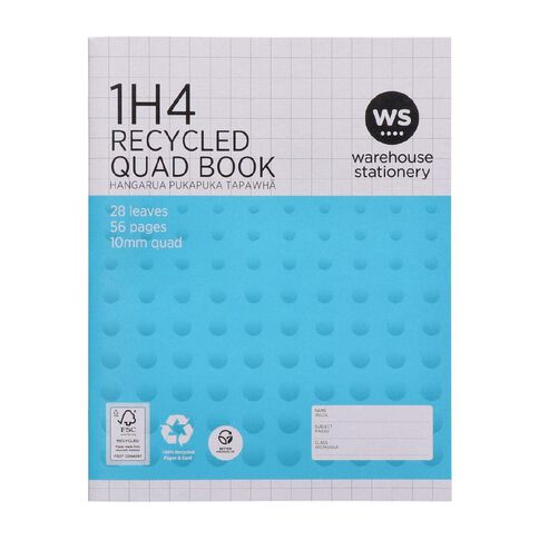 WS Exercise Book 1H4 10mm Quad 28 Leaf Blue
