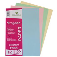 Trophee Paper 80gsm Pastels A4 100 Pack