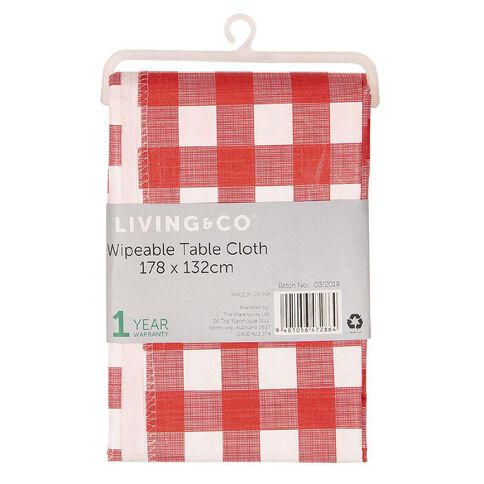 Living & Co Tablecloth Plastic Red/White 178cm x 132cm