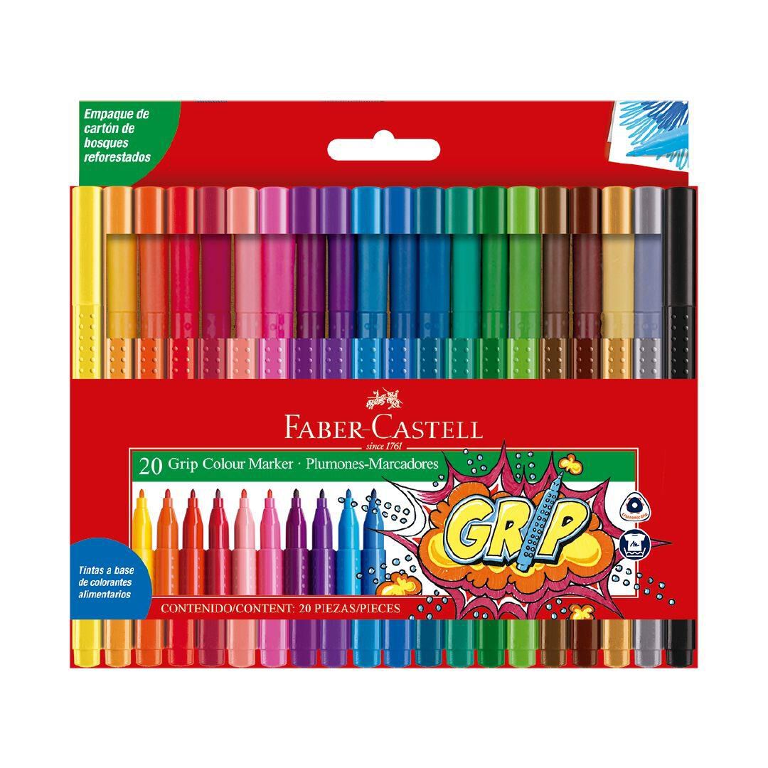 Faber Castell Grip Felt Pens 20 Pack Multi Coloured 20 Pack
