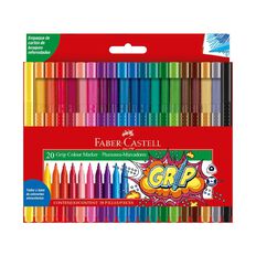 Faber-Castell Grip Felt Pens 20 Pack Multi-Coloured 20 Pack