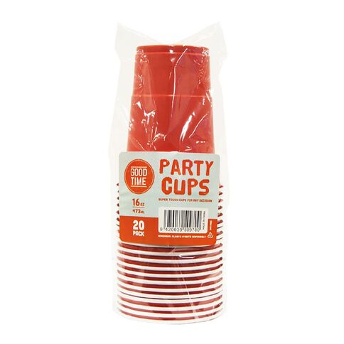 Hoorah Plastic Party Cup 473ml Red 20 Pack