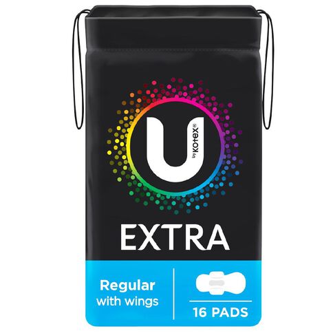 U By Kotex Regular Wings Maxi Pads 16 Pack