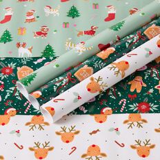 Wonderland Gift Wrap 70cm x 3m 60gsm Assorted 3 Pack