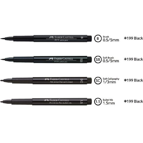 Pitt Artists Pen, Black - 4 count