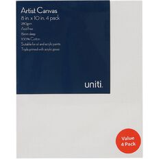 Uniti Value Blank Canvas 8in x 10in 4 Pack