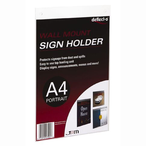 Deflecto Menu Holder Wall Portrait Clear A4