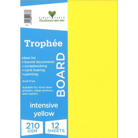 Trophee Board 210gsm 12 Pack Intensive Yellow A4
