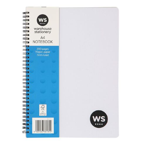 WS Notebook PP Wiro 200 Pages Soft Cover White A4