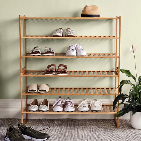 Living & Co Bamboo Stackable Shoe Rack 3 Tier