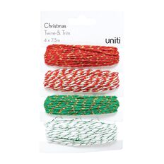 Uniti Christmas Twine & Trim 4 x 7.3m 4 Pack