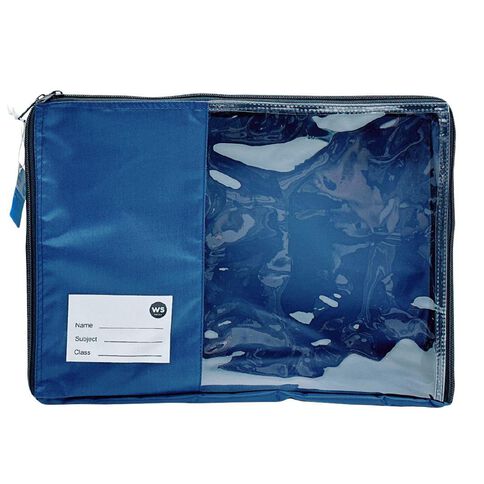 WS Book Bag With Zip 370mm x 265mm x 85mm Blue