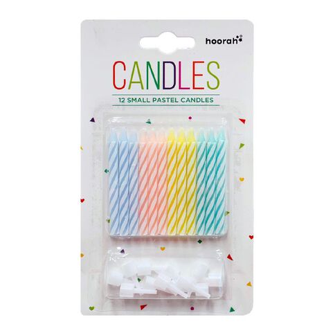 Hoorah Birthday Candles 60mm Multi-Coloured 12 Pack