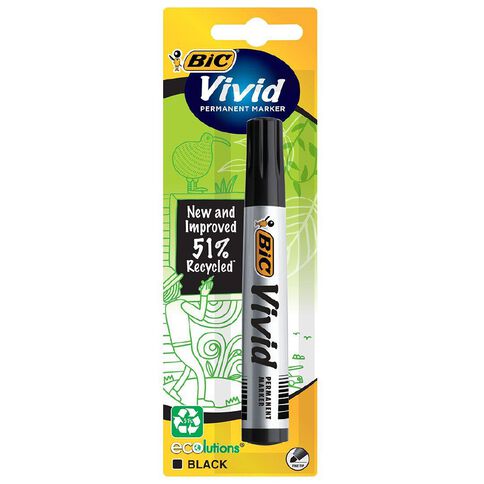 Bic Vivid Permanent Marker Ecolution Black 1 Pack