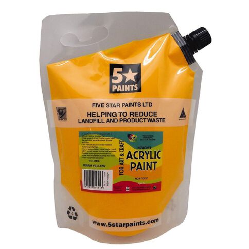 Fivestar Acrylic Paint Warm Yellow 1.5 litre Pouch
