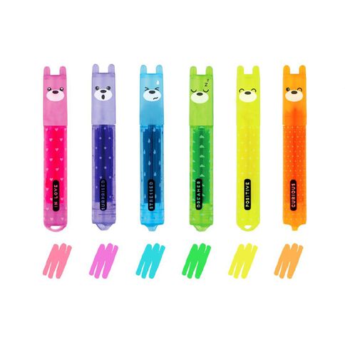 Legami Set of 6 Mini Highlighters Teddy's Mood Teddy Bear