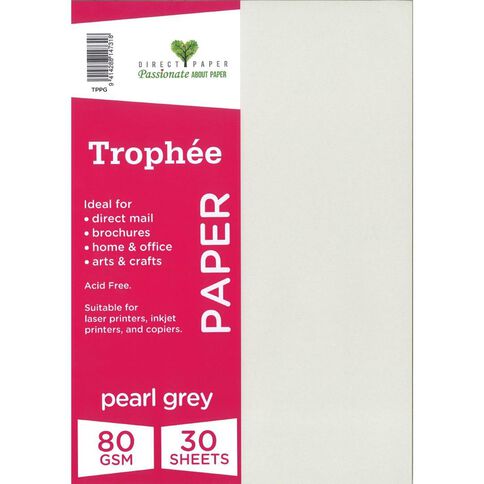 Trophee Paper 80gsm 30 Pack Peral Grey A4