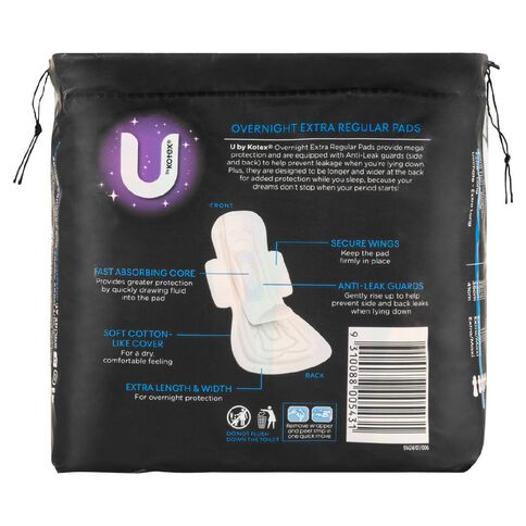 U By Kotex Maxi Overnight Pads with Wings 10 Pack