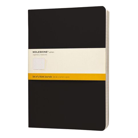 Moleskine Cahier Extra Large Notebook Ruled 3 Pack Black