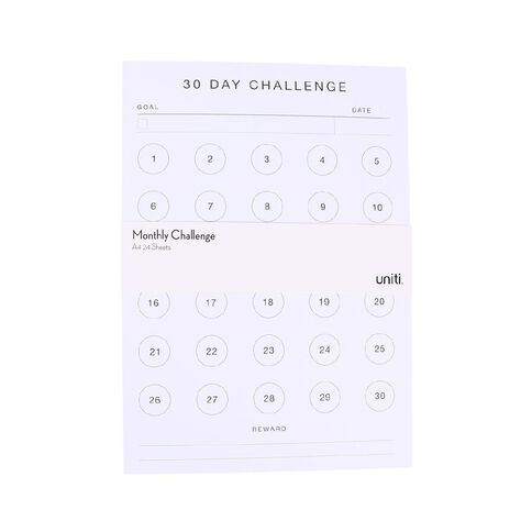 Uniti 30 Days Challenge Monthly Planner A4