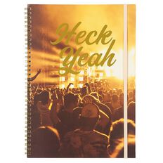 Uniti Fun & Funky Q4 Softcover Spiral Notebook Heck Yeah Gold A4