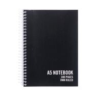 WS Notebook 300 Pages 7mm Ruled Black A5