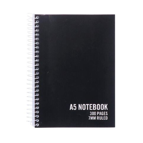 WS Notebook 300 Pages 7mm Ruled Black A5