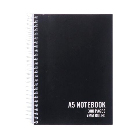 Notebook 300 Page 7mm Ruled Black A5