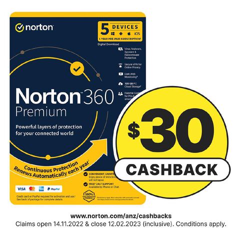 Norton 360 Premium 5 Device 12 Months | Warehouse Stationery, NZ