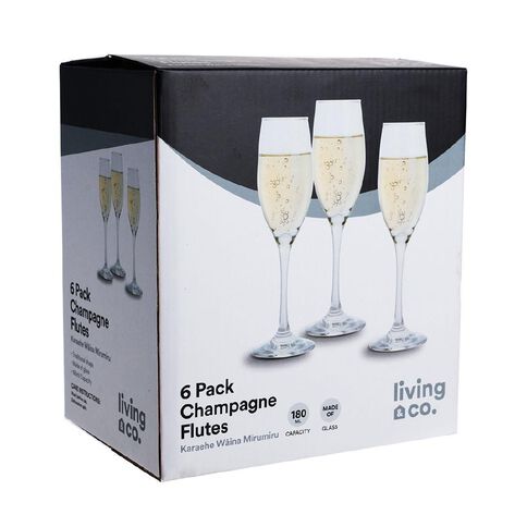 Living & Co Traditional Flute Glass 6 Pack 180ml