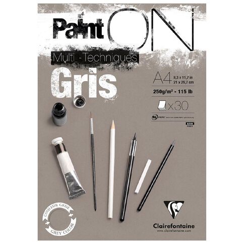 Clairefontaine PaintON Pad Grey A4 30 sheet Grey