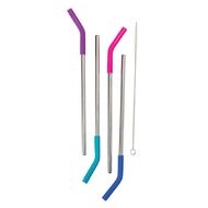Living & Co Stainless Steel Straw Set with Silicone 5 piece Steel