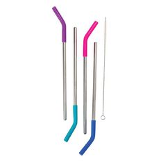 Living & Co Stainless Steel Straw Set with Silicone 5 piece Steel