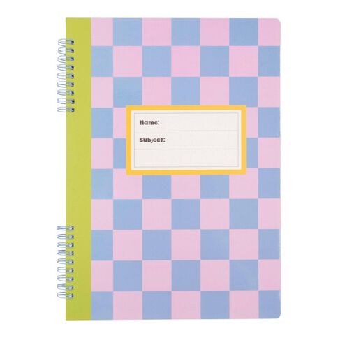 Uniti Stationery Pink Blue Checks A4 Notebook