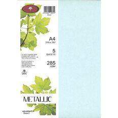 Direct Paper Metallic Board 285gsm 5 Pack Aquamarine A4