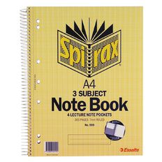 Spirax 3 Subject Book 7mm 150 Leaf Yellow Mid A4